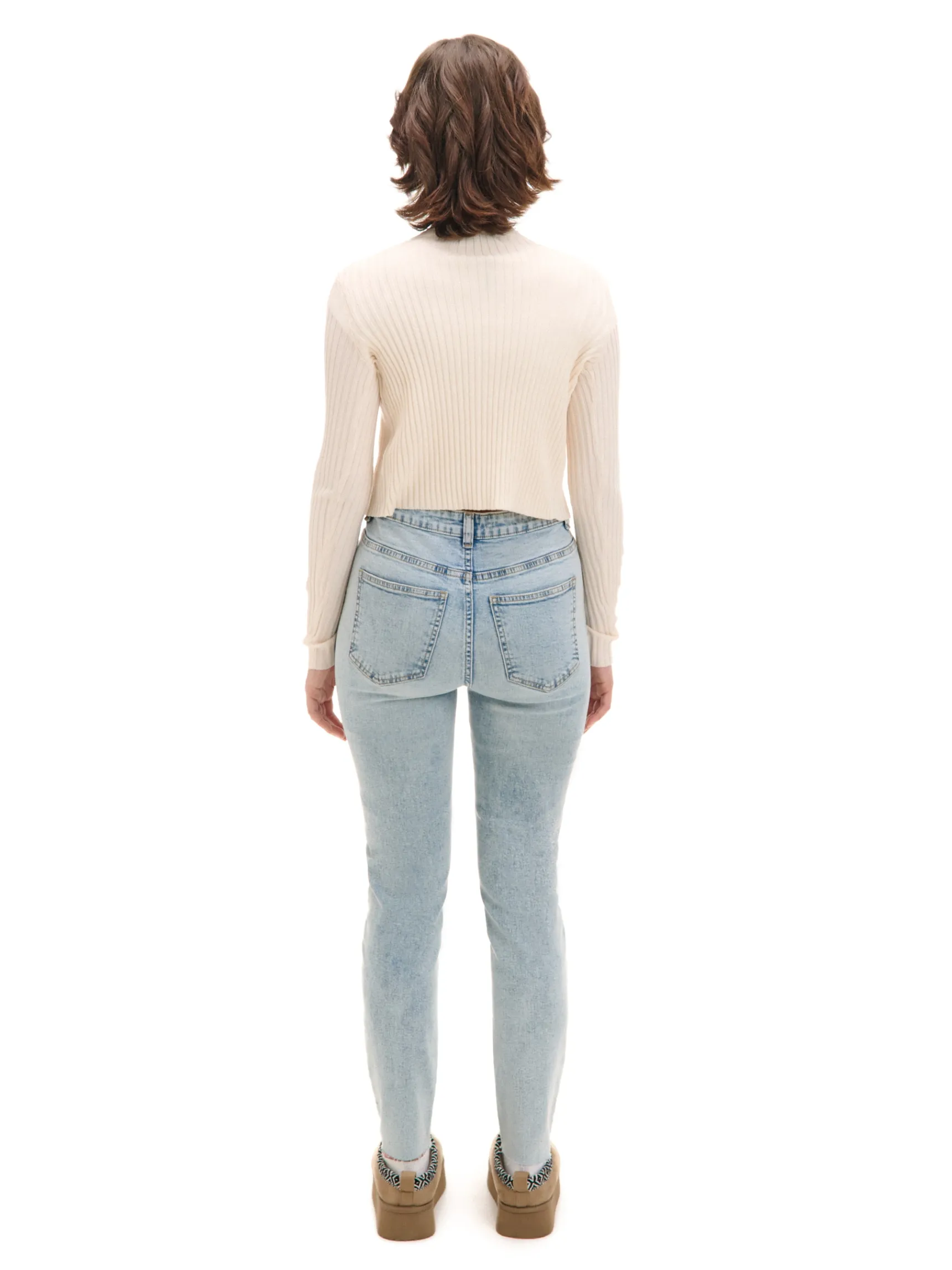 Best Cropp Błękitne jeansy skinny z przetarciami błękitny