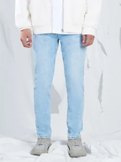 Hot Cropp Błękitne jeansy slim niebieski