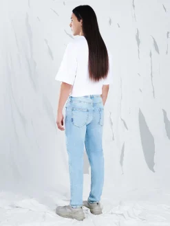 Hot Cropp Błękitne jeansy slim niebieski