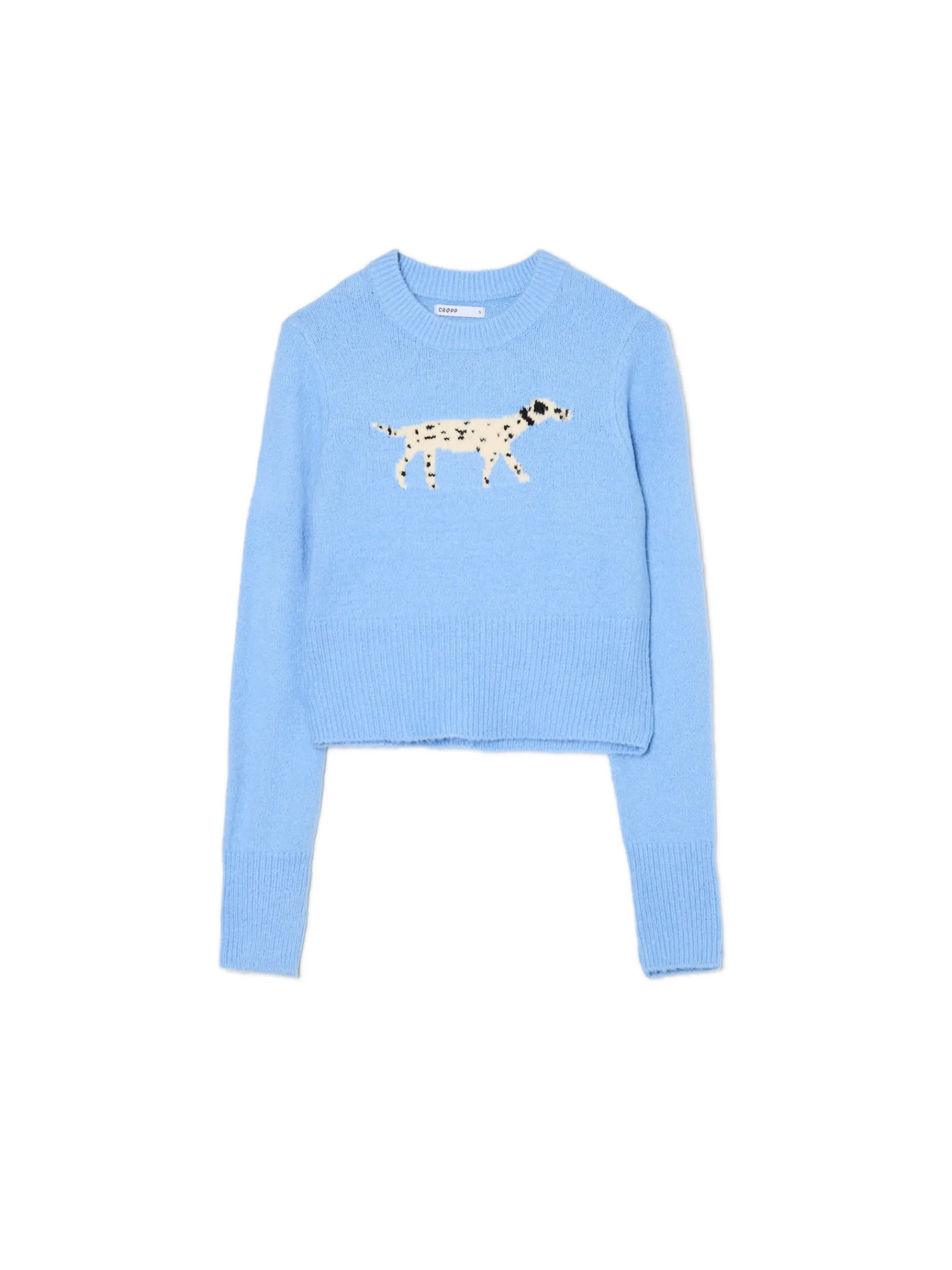 Discount Cropp sweter z dalmatyńczykiem błękitny