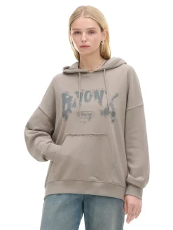 New Cropp Bluza hoodie oversize z napisem UNISEX szary