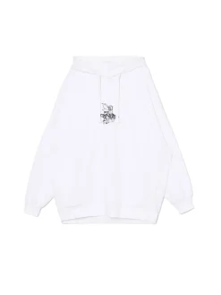 Sale Cropp Bluza hoodie oversize z nadrukiem biały