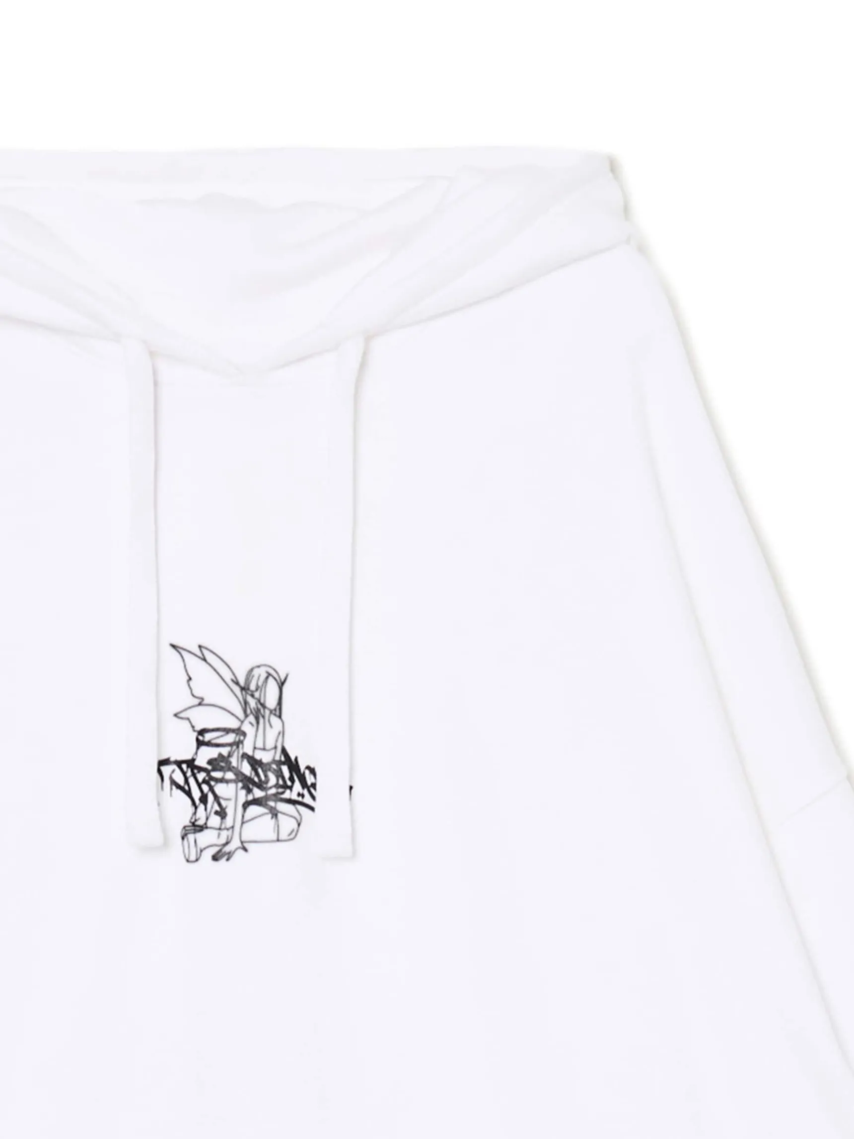 Sale Cropp Bluza hoodie oversize z nadrukiem biały