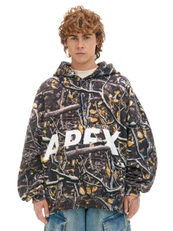Best Cropp Bluza hoodie z leśnym nadrukiem biały