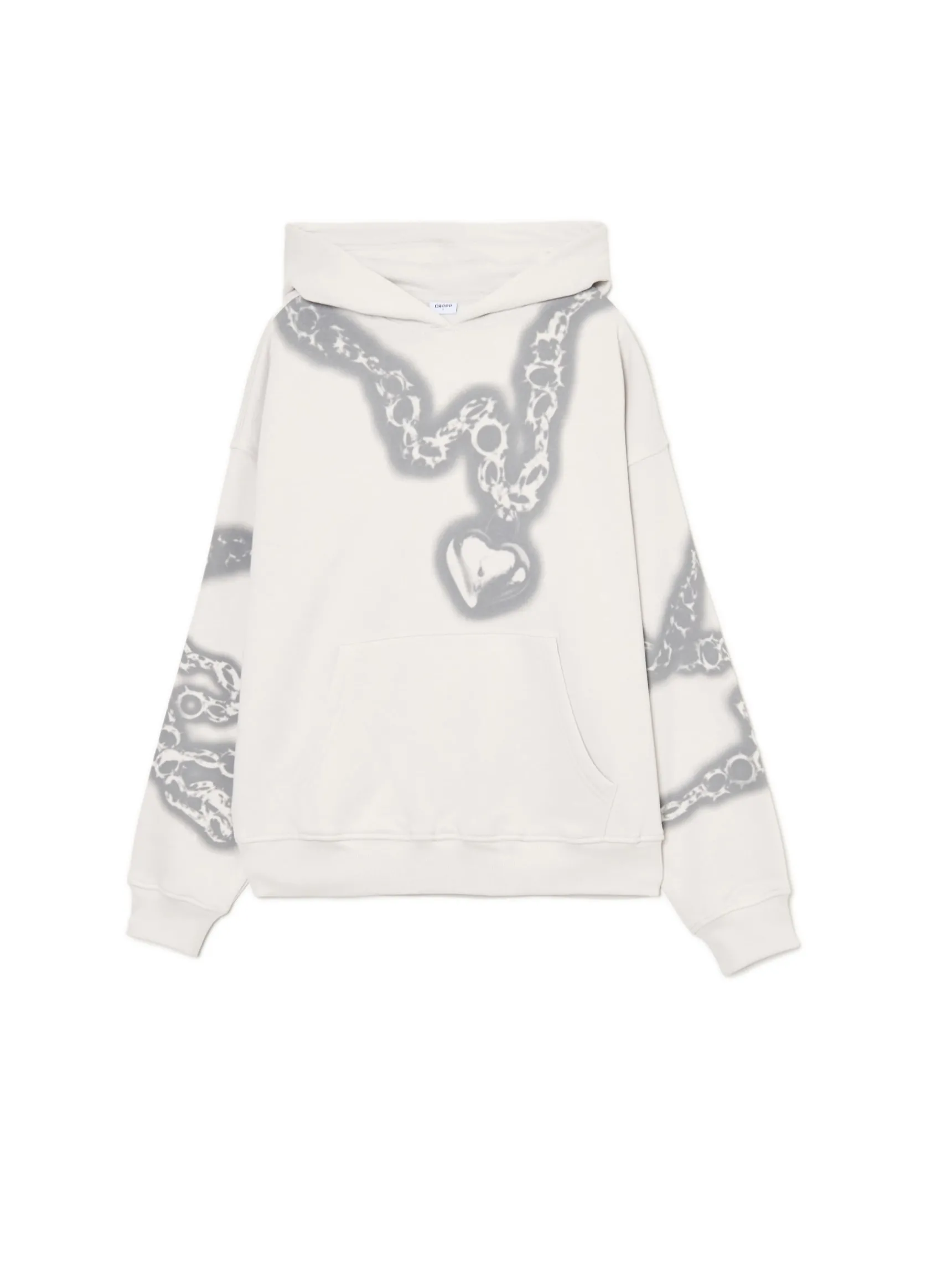 Online Cropp Bluza hoodie z motywem łańcucha UNISEX jasnyszary