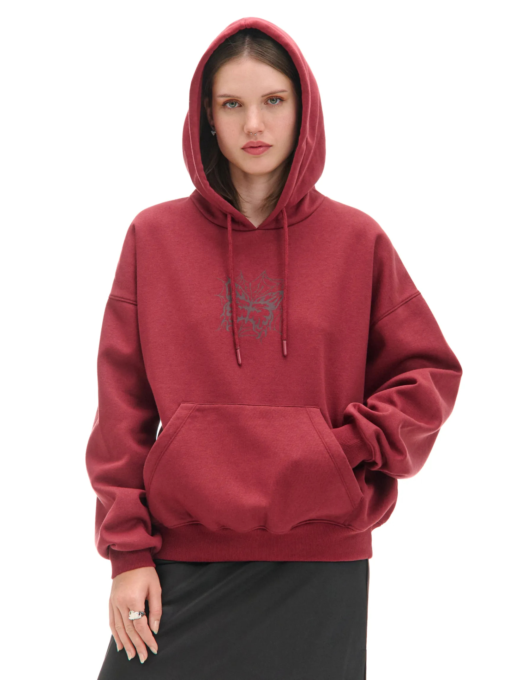 New Cropp Bluza hoodie z motywem motyla kasztanowy