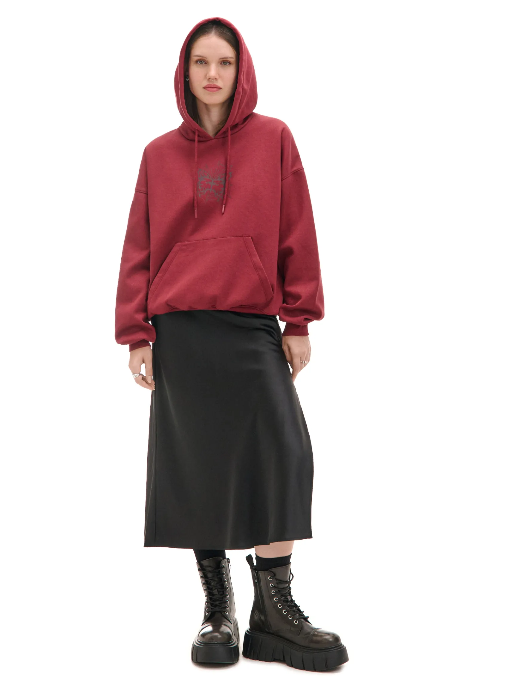 New Cropp Bluza hoodie z motywem motyla kasztanowy