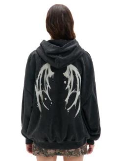 Hot Cropp Bluza hoodie z motywem skrzydeł UNISEX szary