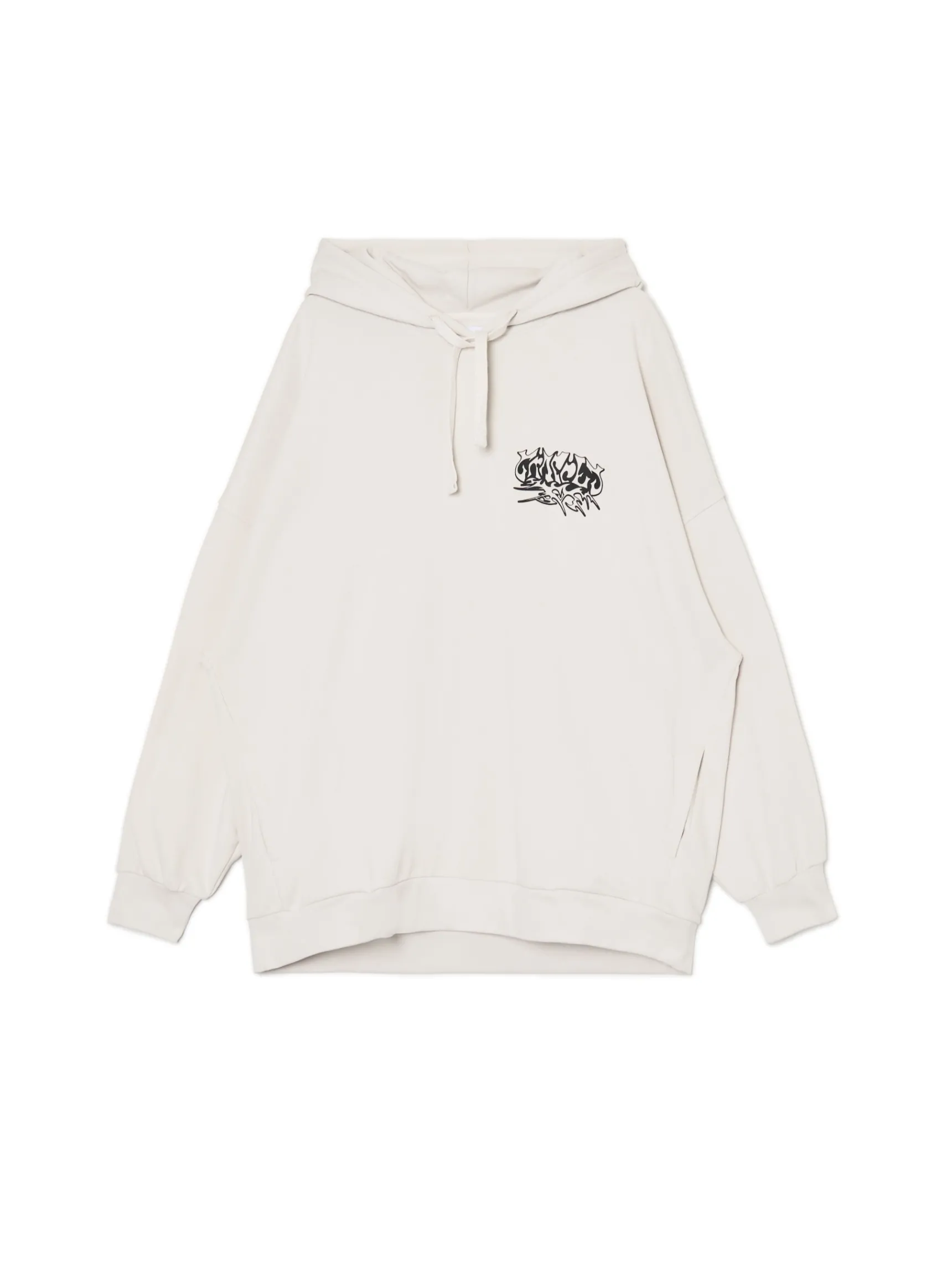Discount Cropp Bluza oversize z kapturem i nadrukiem jasnyszary