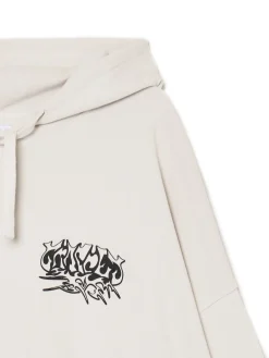 Discount Cropp Bluza oversize z kapturem i nadrukiem jasnyszary