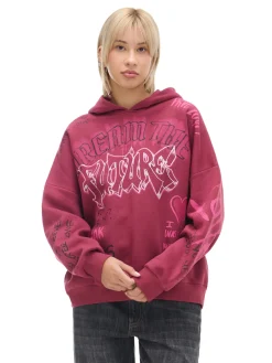 Online Cropp Bluza oversize z nadrukiem UNISEX kasztanowy