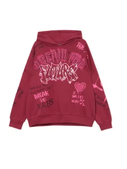 Online Cropp Bluza oversize z nadrukiem UNISEX kasztanowy