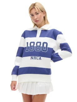Hot Cropp Bluza w paski z aplikacją kremowy