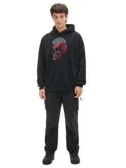 Clearance Cropp Bluza z aplikacją punkowej czaszki czarny