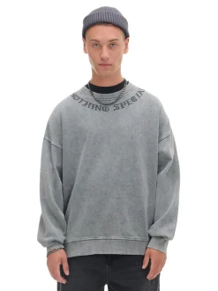 Best Cropp Bluza z efektem sprania i napisem jasnyszary