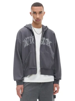 Best Cropp Bluza z kapturem i aplikacją szary