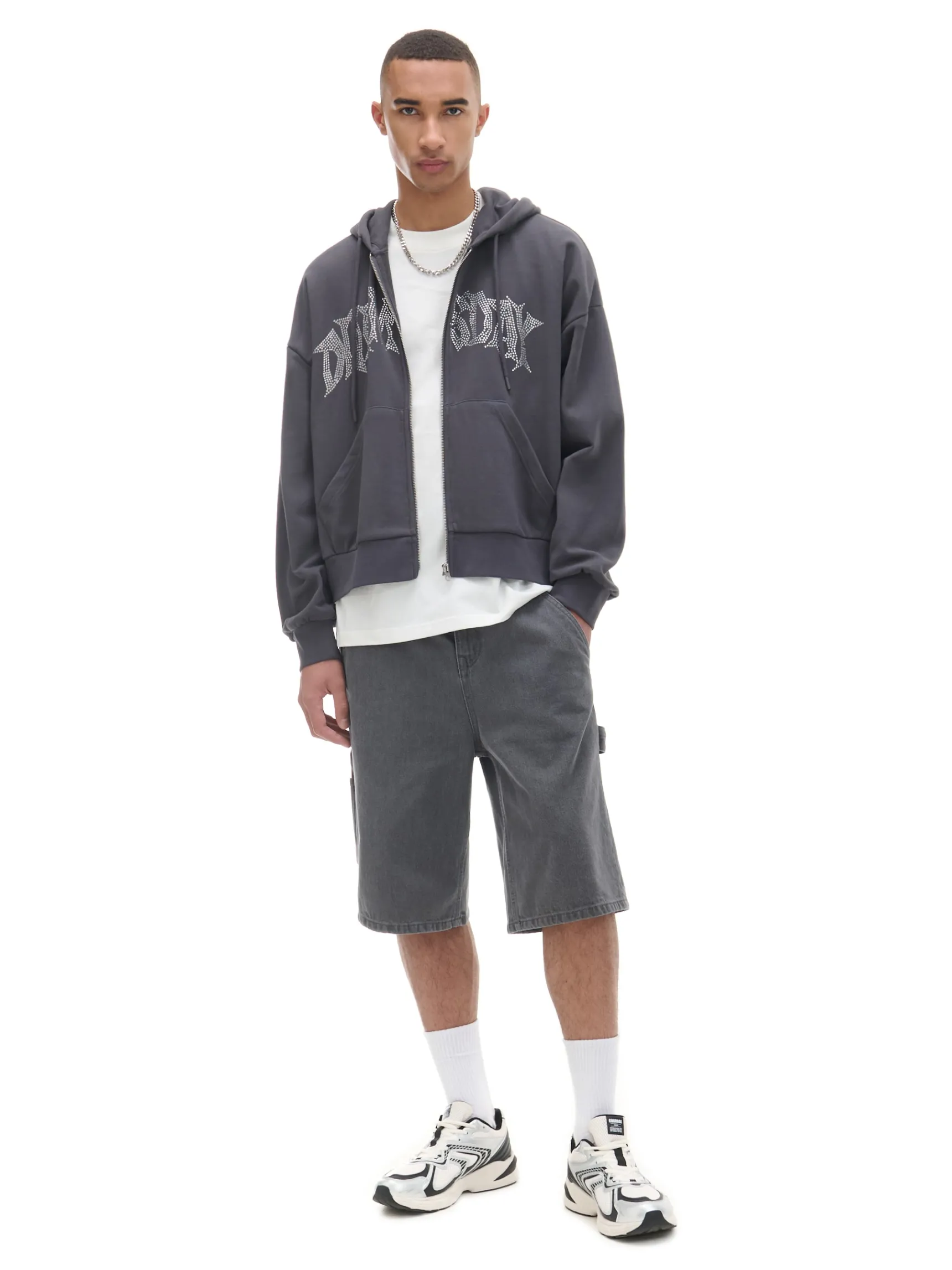 Best Cropp Bluza z kapturem i aplikacją szary