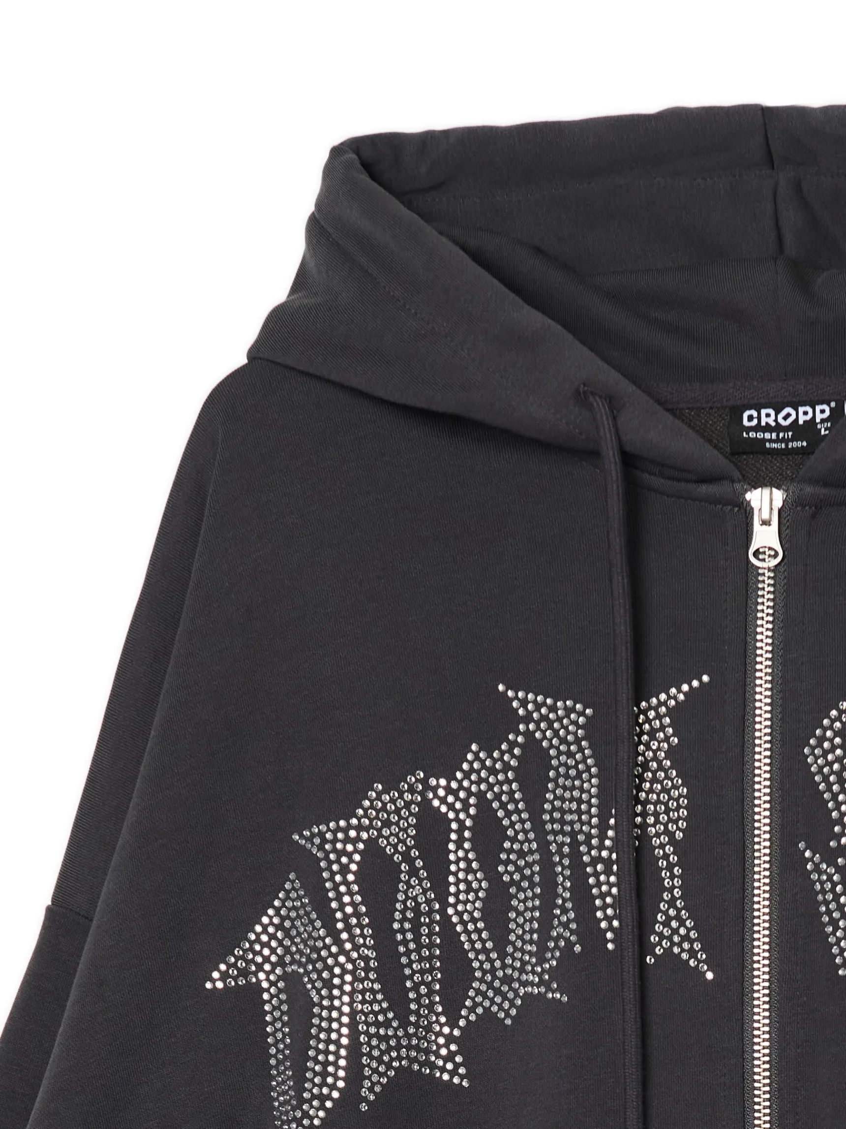 Best Cropp Bluza z kapturem i aplikacją szary