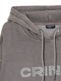 Hot Cropp Bluza z kapturem i aplikacją jasnyszary