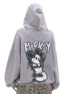Outlet Cropp Bluza z kapturem Mickey Mouse jasnyszary