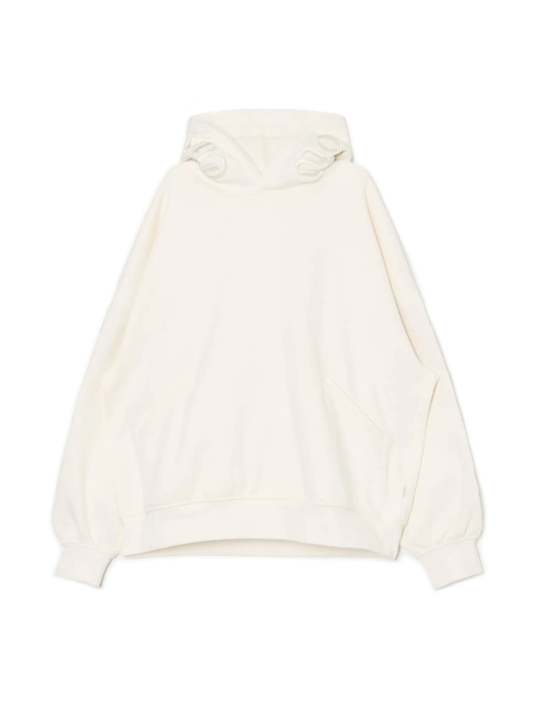 New Cropp Bluza z kapturem z naszywkami kremowy