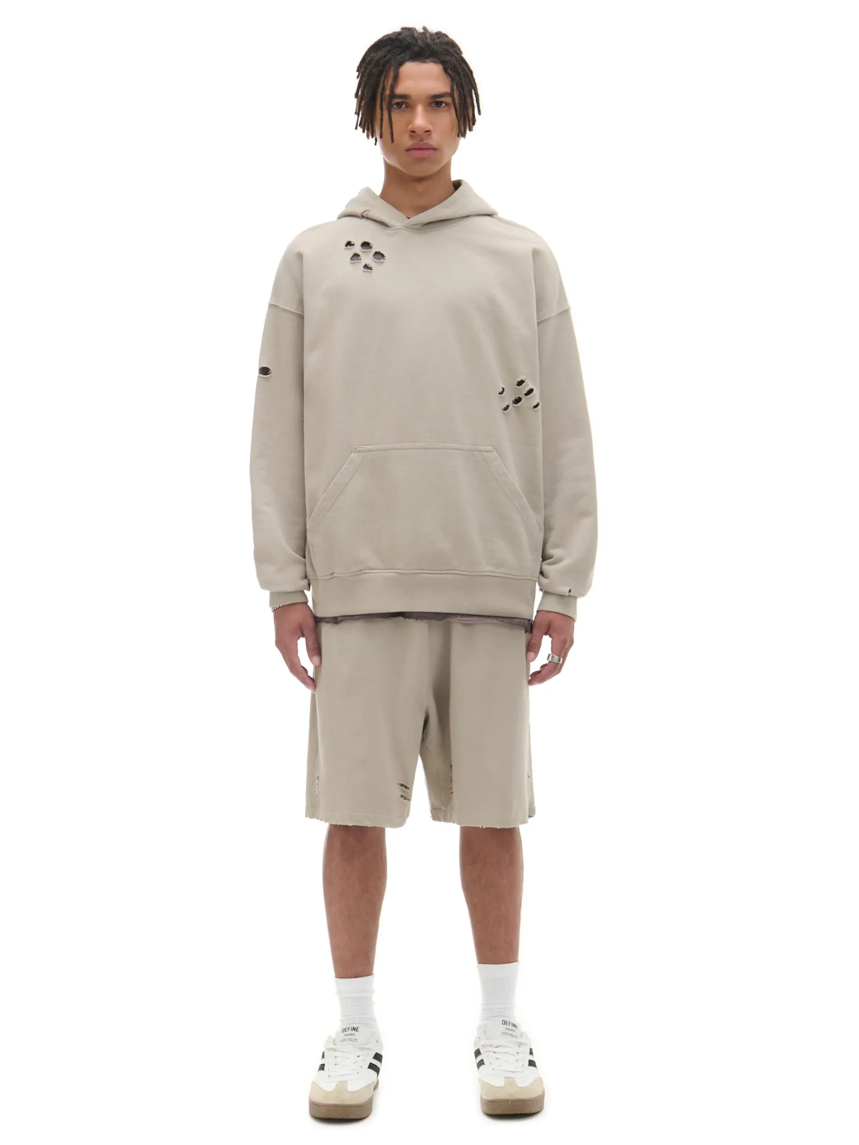 Best Cropp Bluza z kapturem z ozdobnymi wycięciami beżowy