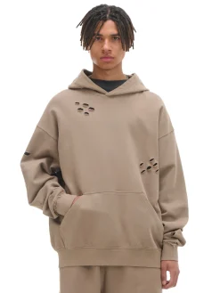 Best Cropp Bluza z kapturem z ozdobnymi wycięciami beżowy