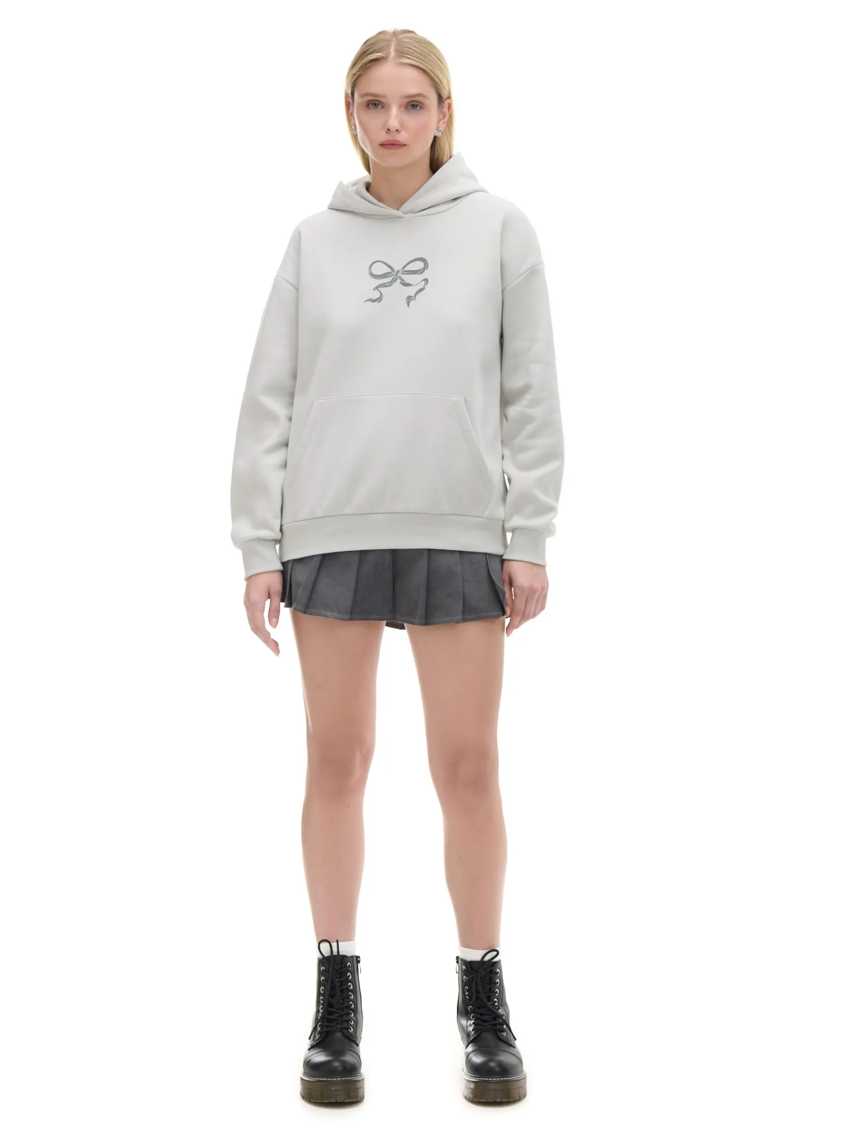 Online Cropp Bluza z motywem kokardy jasnyszary