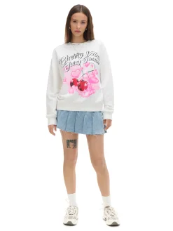 Online Cropp Bluza z nadrukiem cherry kremowy