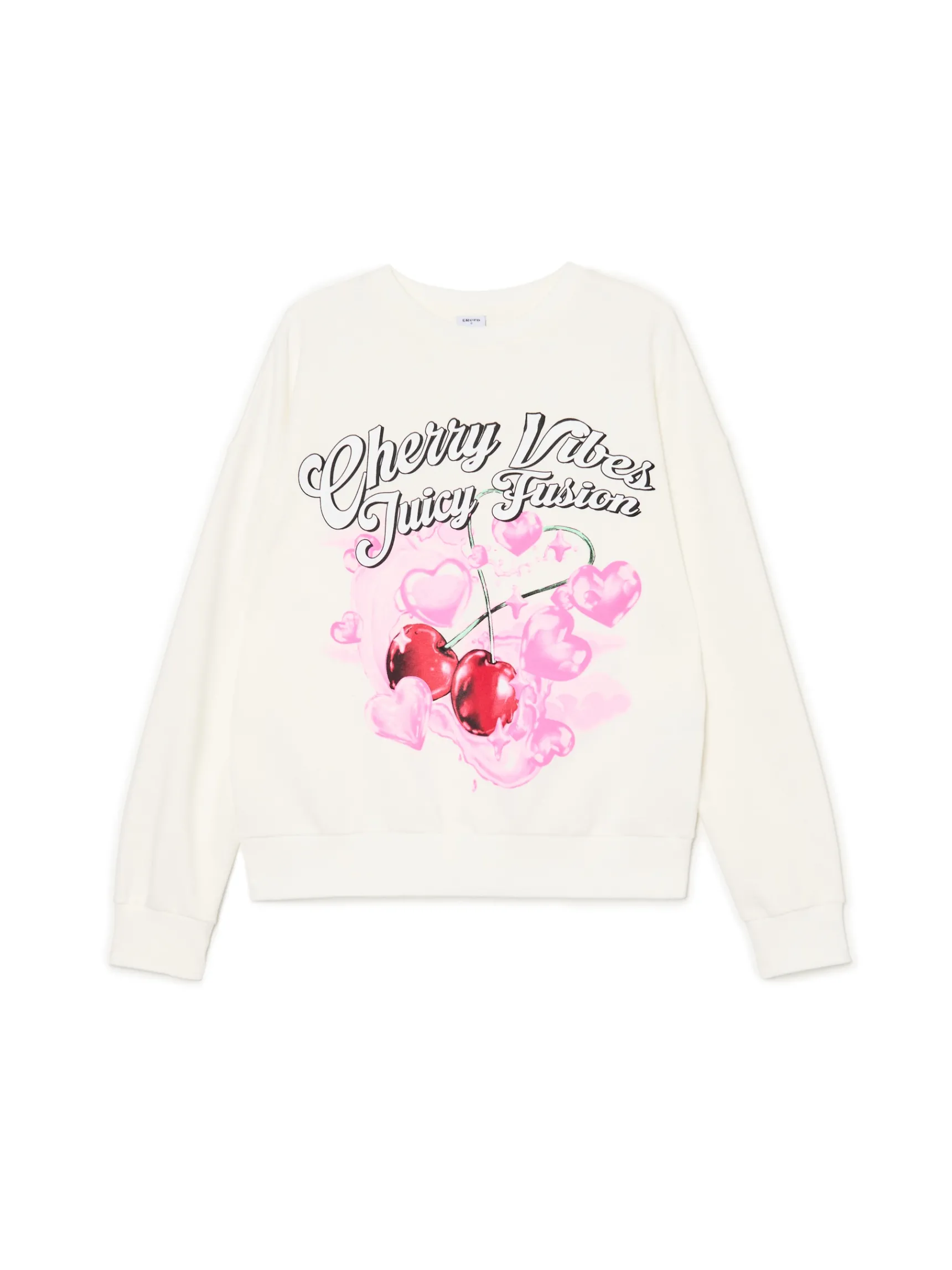 Online Cropp Bluza z nadrukiem cherry kremowy