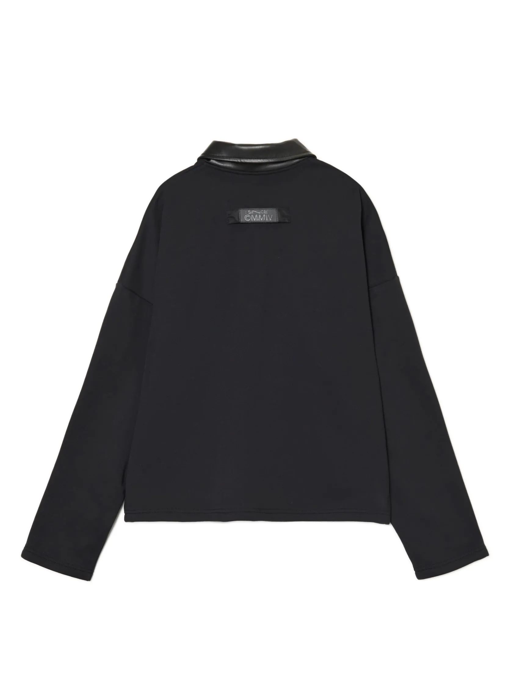 Best Cropp Bluza ze skórzanym kołnierzykiem czarny