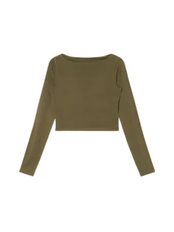 Clearance Cropp Bluzka longsleeve z wiskozą brązowy