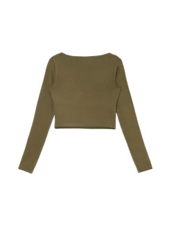 Clearance Cropp Bluzka longsleeve z wiskozą brązowy