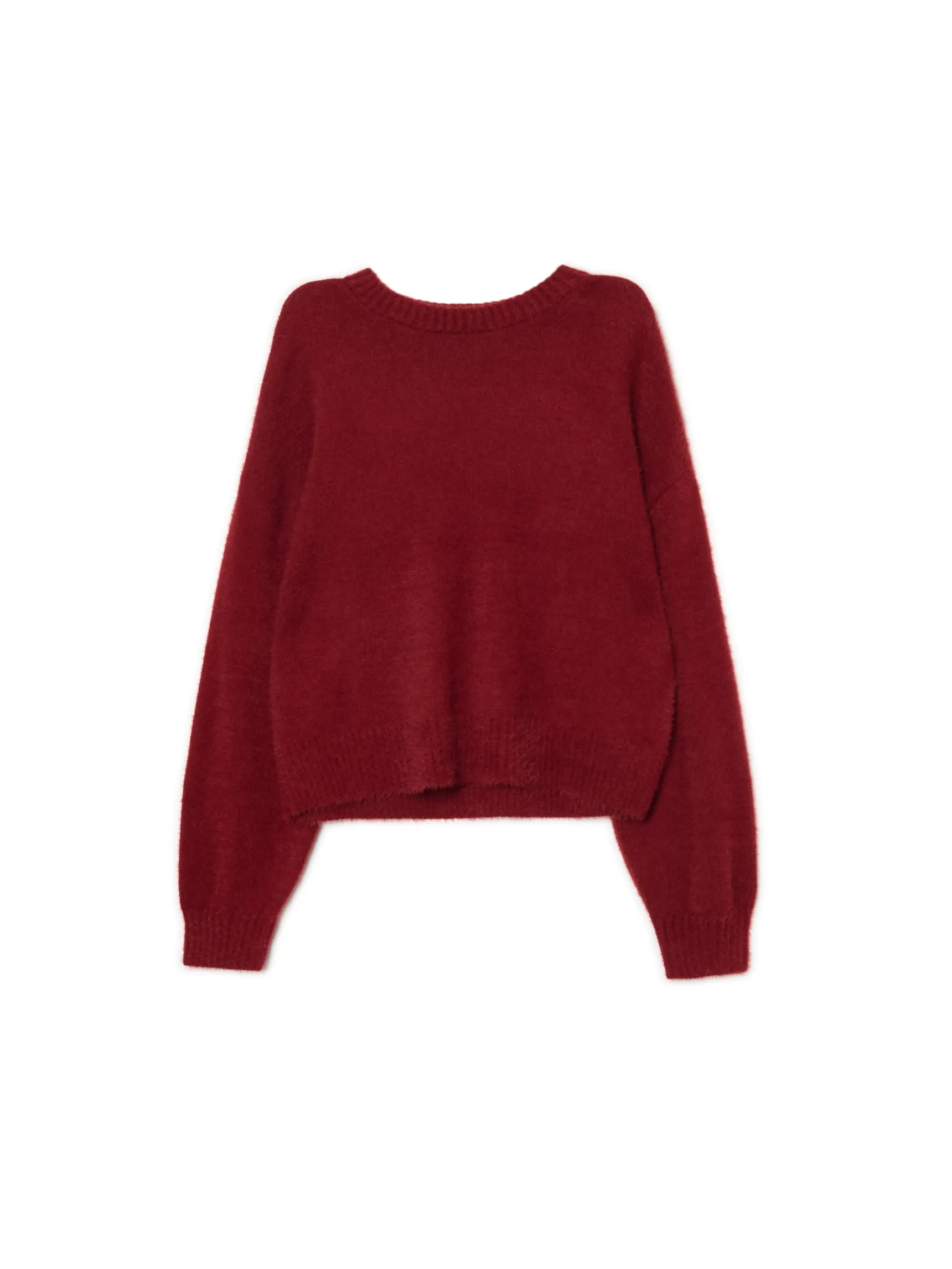 Outlet Cropp Bordowy gładki sweter kasztanowy
