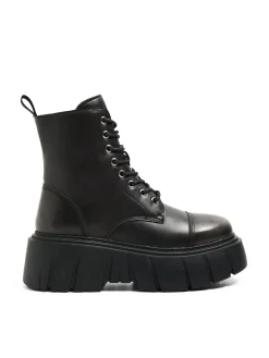 Clearance Cropp Botki za kostkę z imitacji skóry czarny
