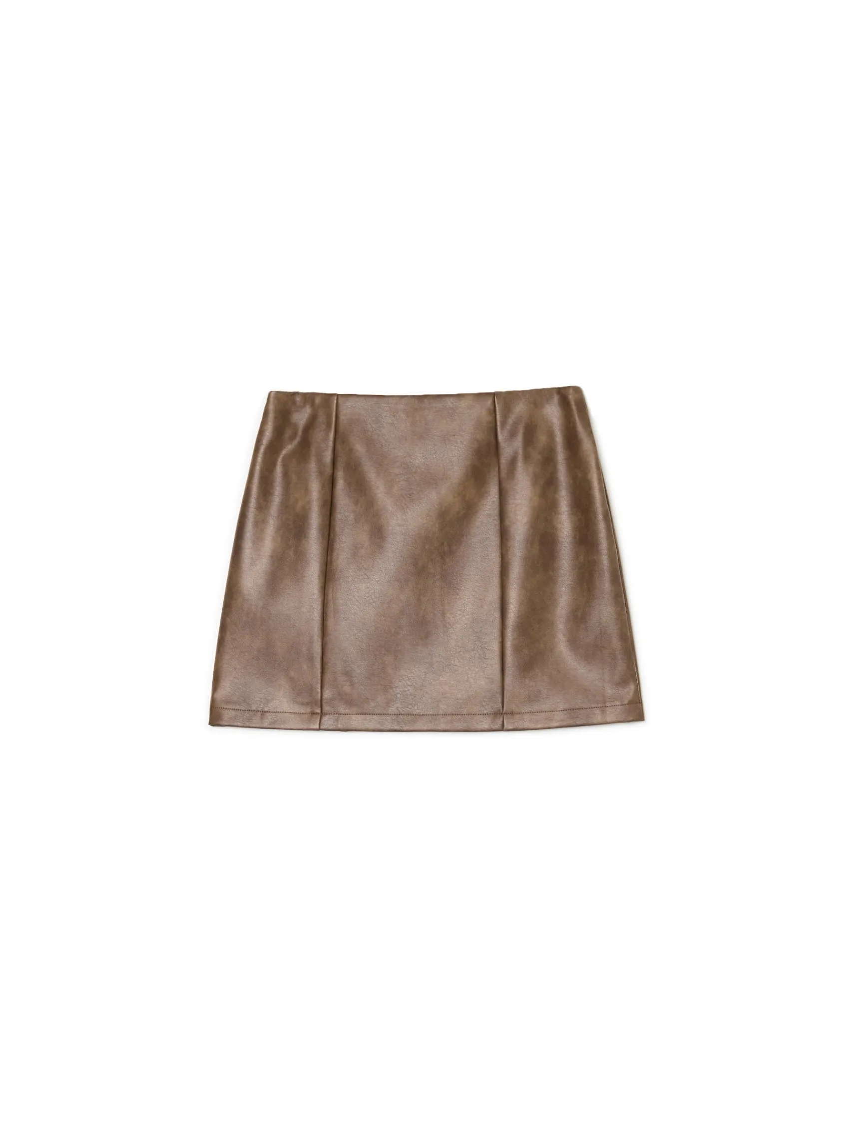 New Cropp Brązowa spódniczka mini z imitacji skóry brązowy