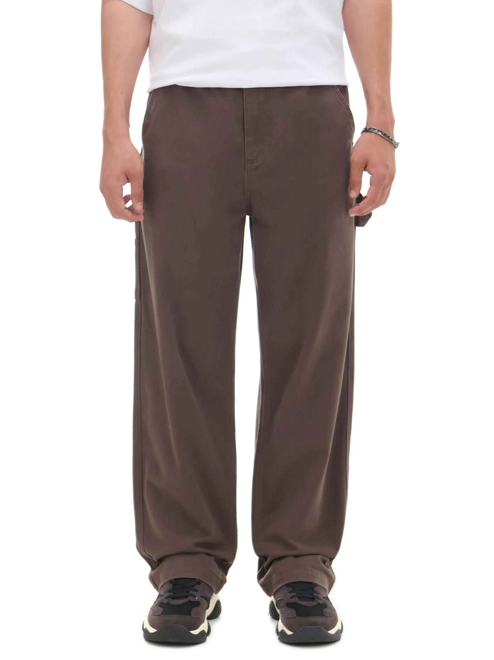 New Cropp Brązowe spodnie wide leg brązowy