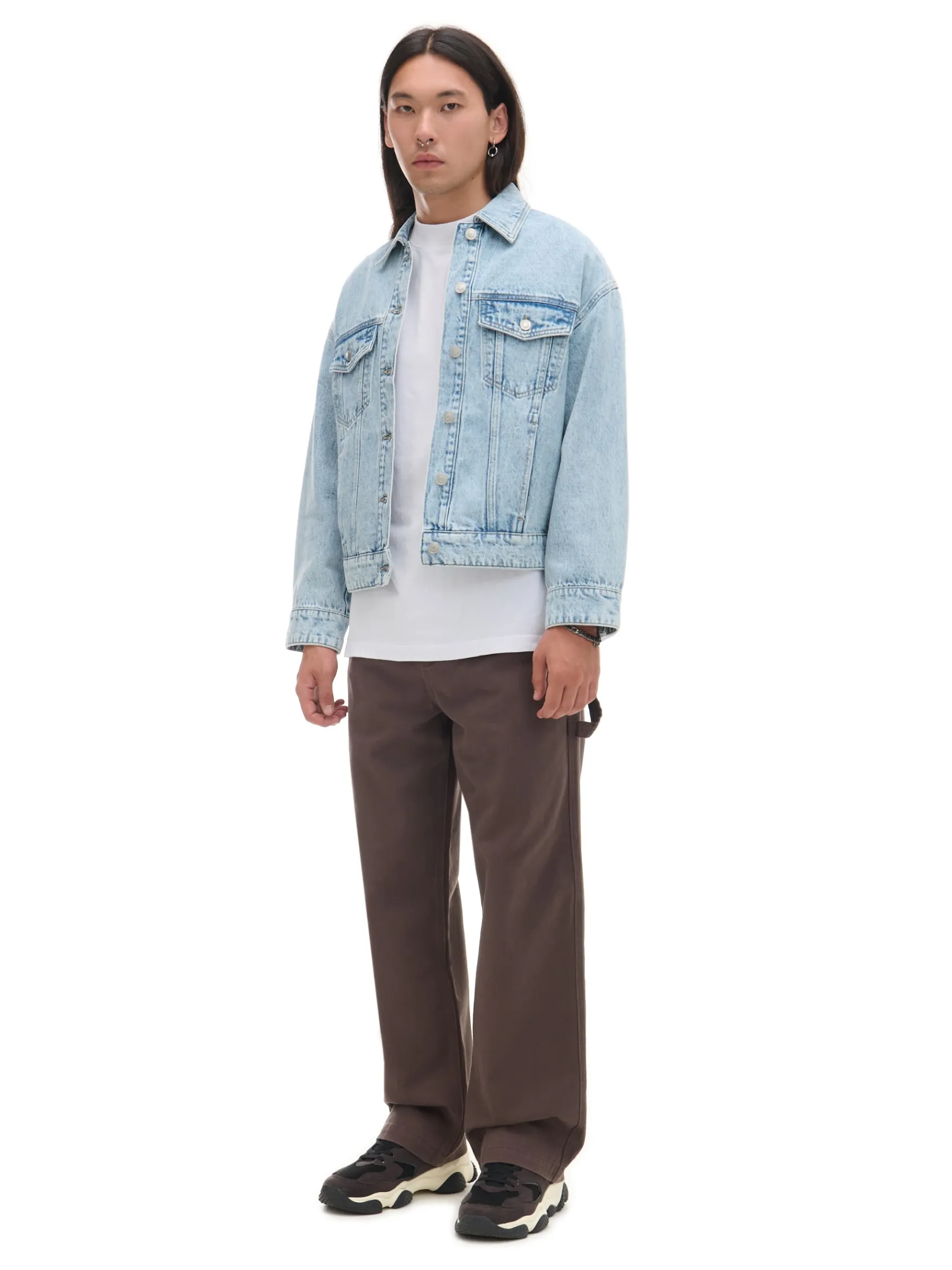 New Cropp Brązowe spodnie wide leg brązowy