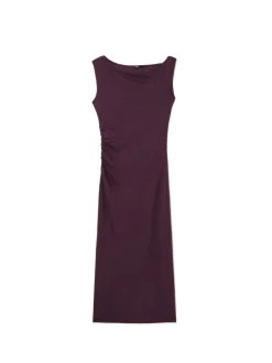 Clearance Cropp Burgundowa sukienka maxi z marszczeniem fioletowy