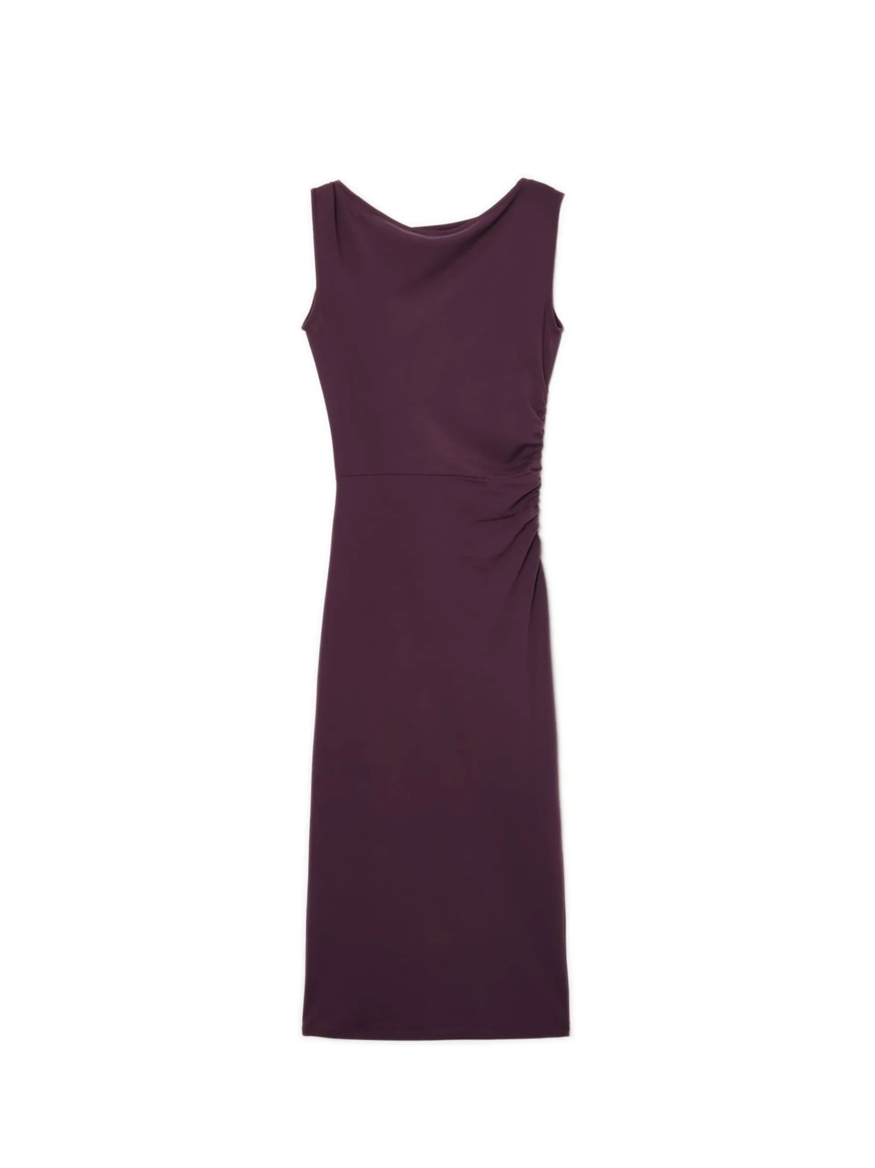 Clearance Cropp Burgundowa sukienka maxi z marszczeniem fioletowy
