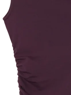Clearance Cropp Burgundowa sukienka maxi z marszczeniem fioletowy