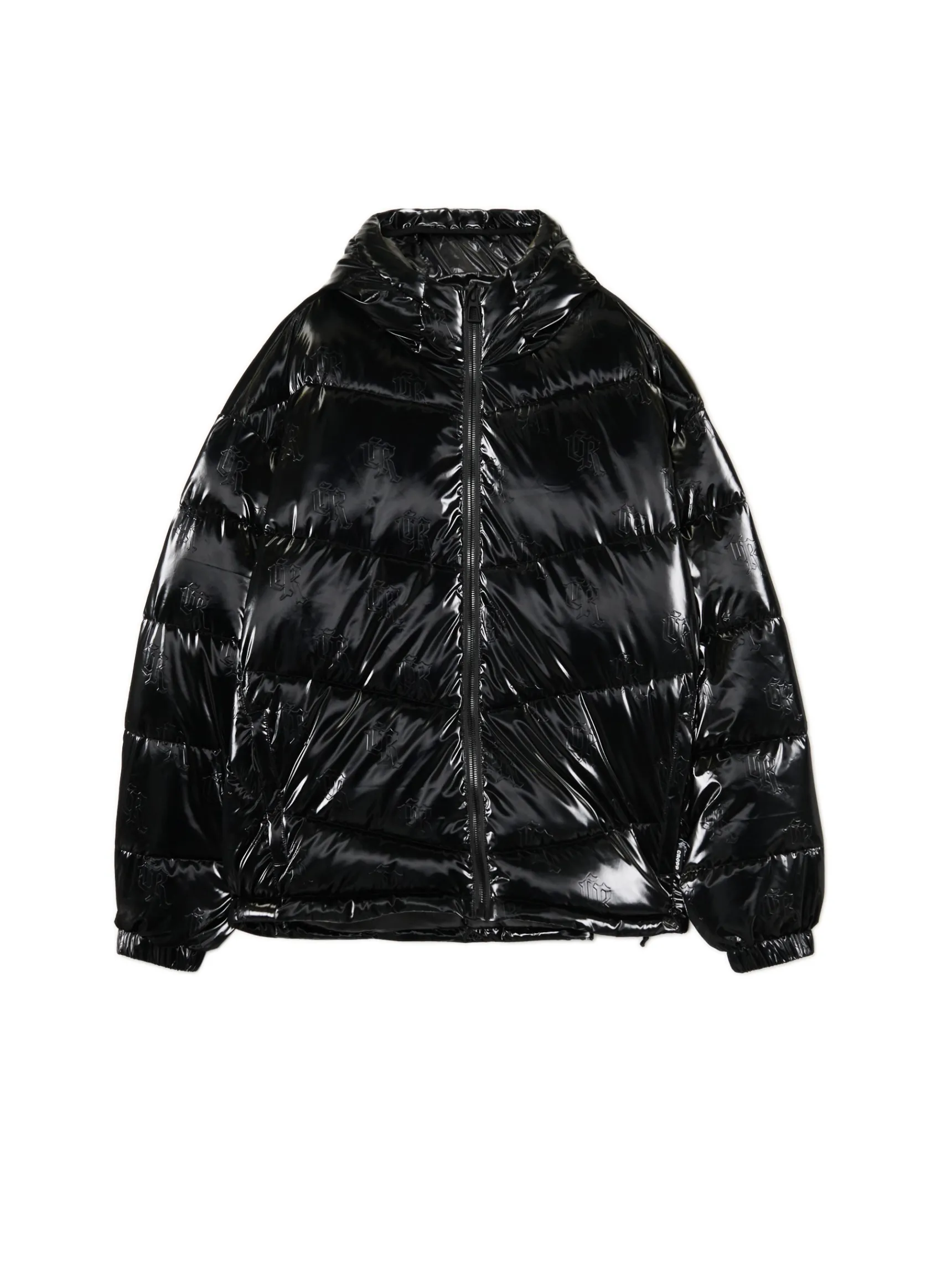 Best Cropp Błyszcząca kurtka puffer z kapturem czarny