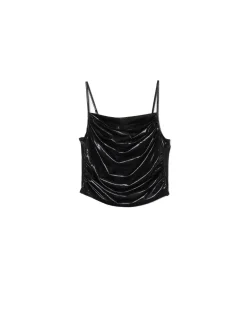Best Cropp Błyszczący top czarny