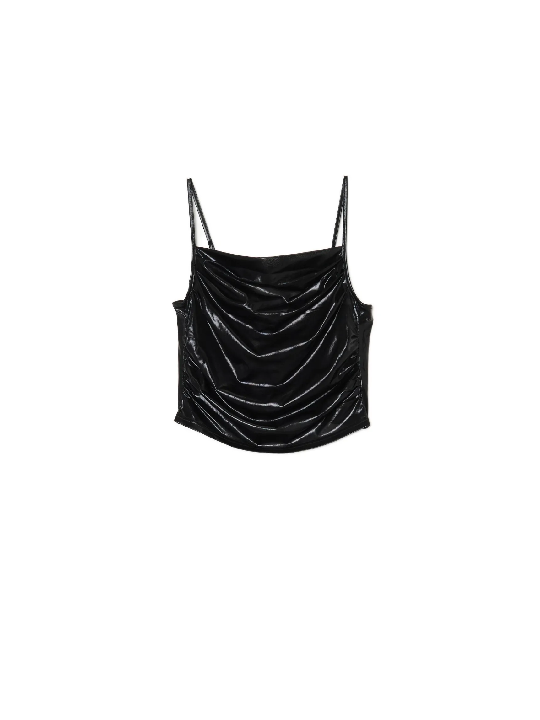 Best Cropp Błyszczący top czarny