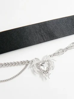 Online Cropp Choker z łańcuszkiem i serduszkiem czarny
