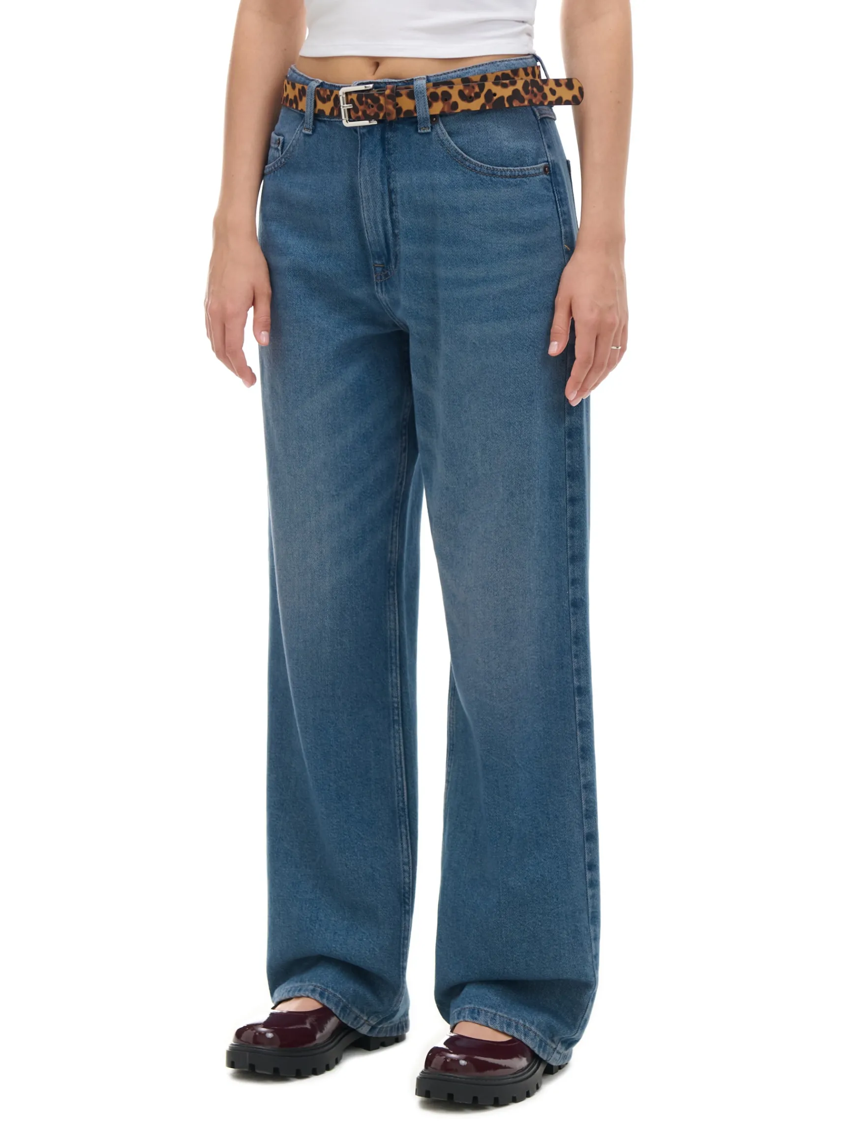 Fashion Cropp Ciemnoniebieskie jeansy baggy granatowy