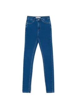 Sale Cropp Ciemnoe jeansy push up TALL niebieski