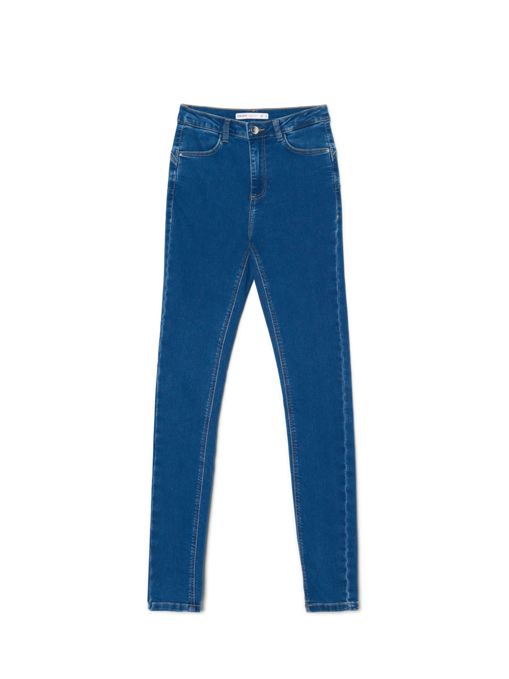 Sale Cropp Ciemnoe jeansy push up TALL niebieski