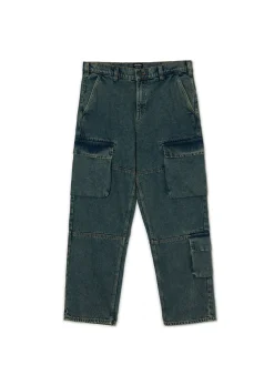 Clearance Cropp Ciemnoe jeansy wide leg niebieski