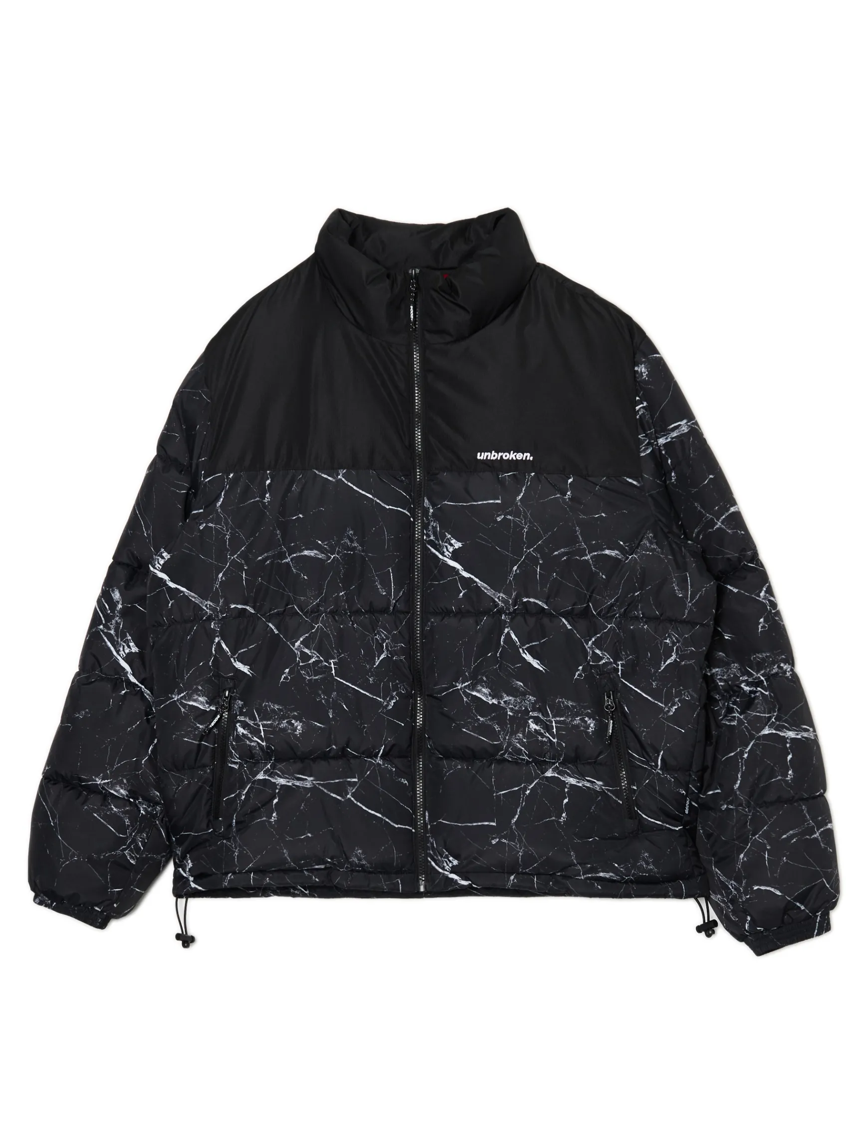 Fashion Cropp Ciemnoszara kurtka puffer z nadrukiem szary